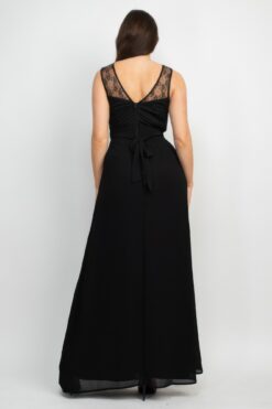 Jewel Waist-tie Lace Maxi Dress