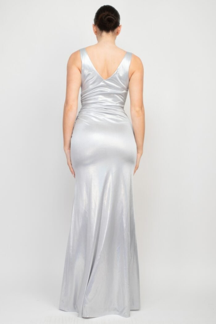 Side slit ruched maxi dress