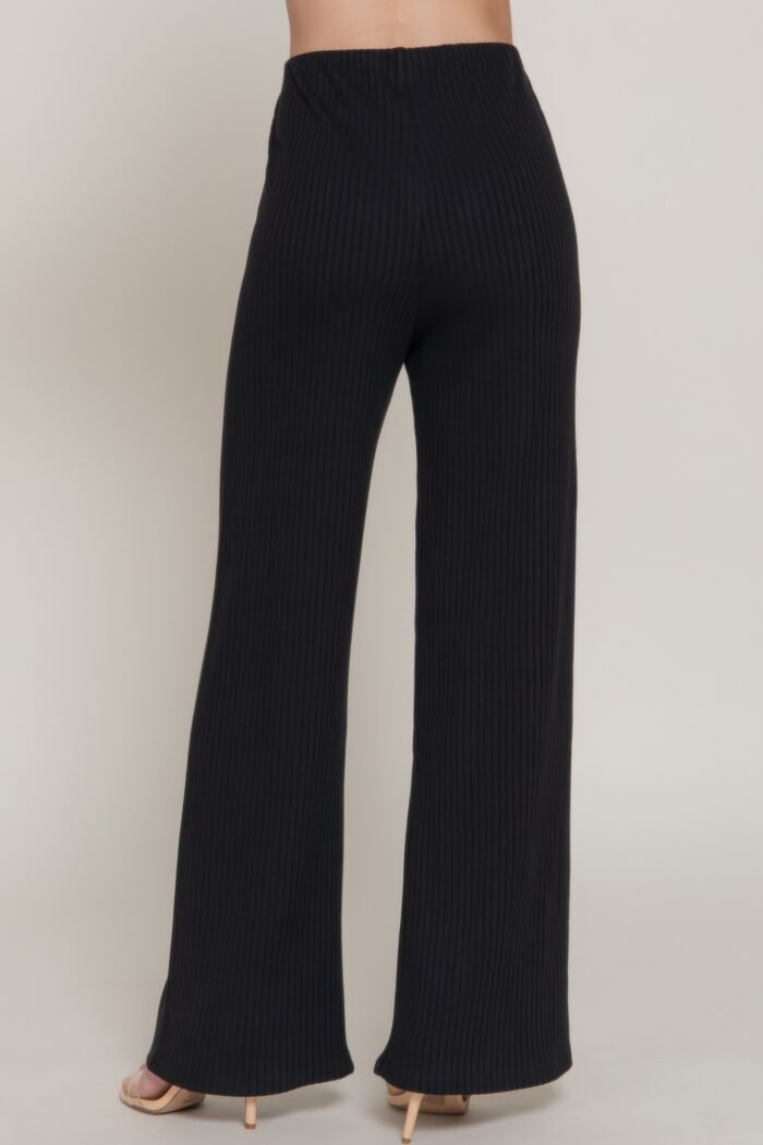 Inside elastic waistband wide rib knit pants
