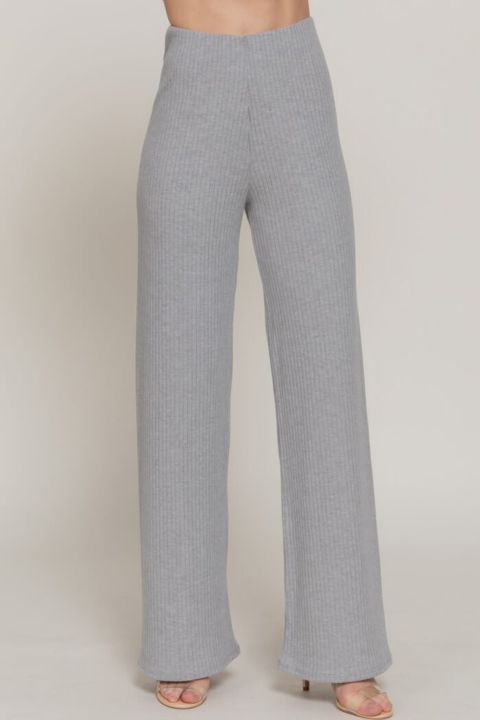 Inside elastic waistband wide rib knit pants