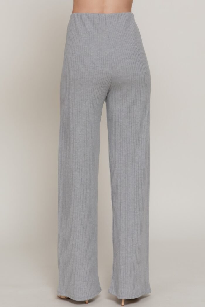 Inside elastic waistband wide rib knit pants