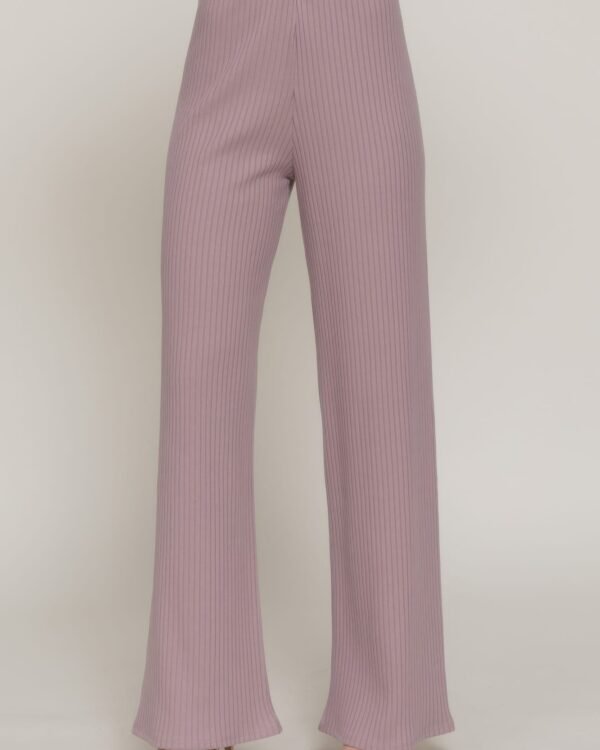 Inside Elastic Waistband Wide Rib Knit Pants
