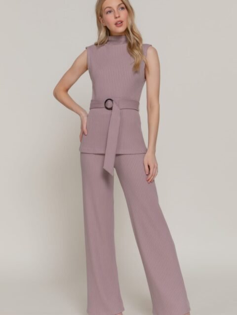 Inside Elastic Waistband Wide Rib Knit Pants