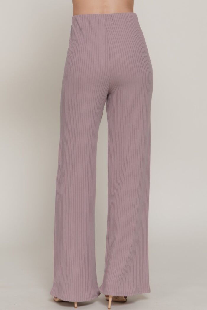 Inside elastic waistband wide rib knit pants