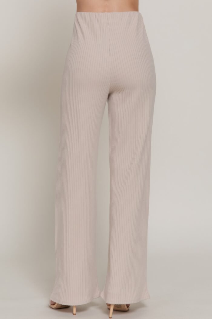 Inside elastic waistband wide rib knit pants