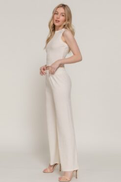 Sleeveless Top & Crinkle Knit Pants Set