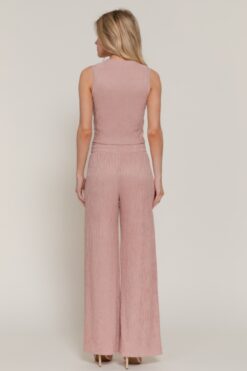 Sleeveless Top & Crinkle Knit Pants Set