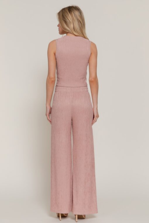 Sleeveless Top & Crinkle Knit Pants Set - Image 8
