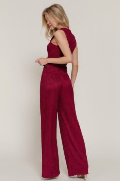 Sleeveless Top & Crinkle Knit Pants Set