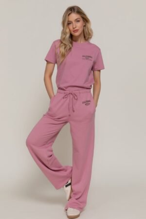 sweatpants with drawstring and printed waistband