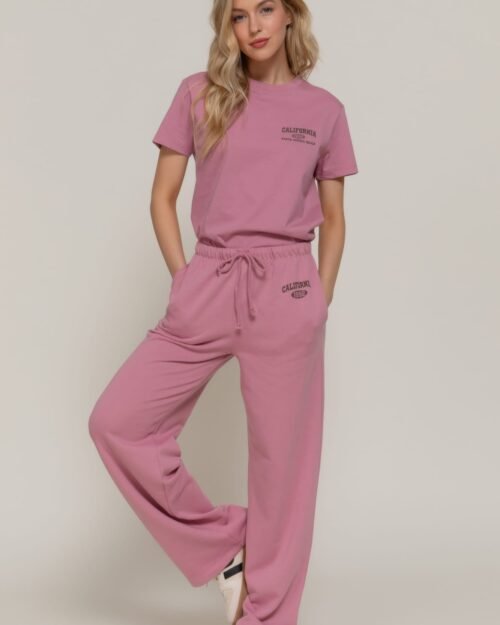 sweatpants with drawstring and printed waistband