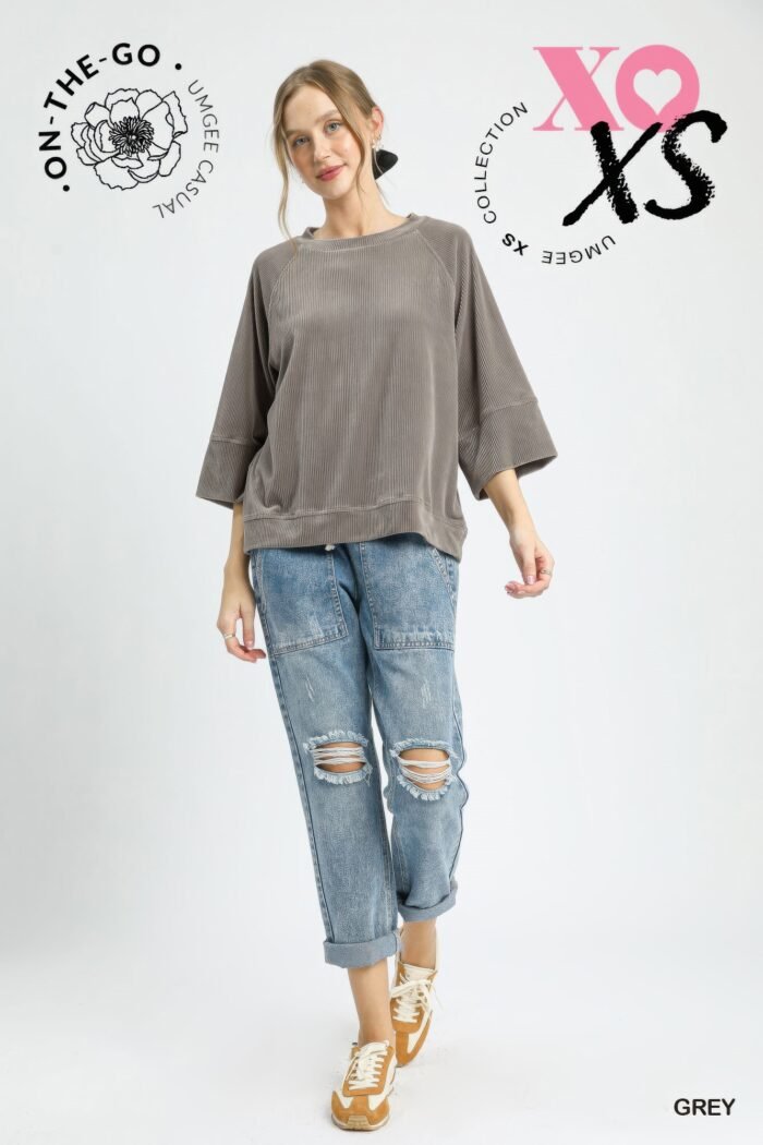 Ribbed Knit Oversized Top - Image 2