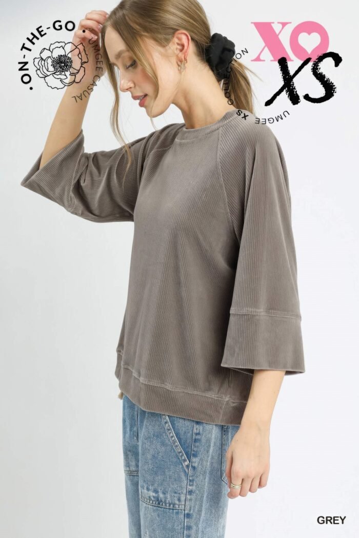 Ribbed Knit Oversized Top - Image 3