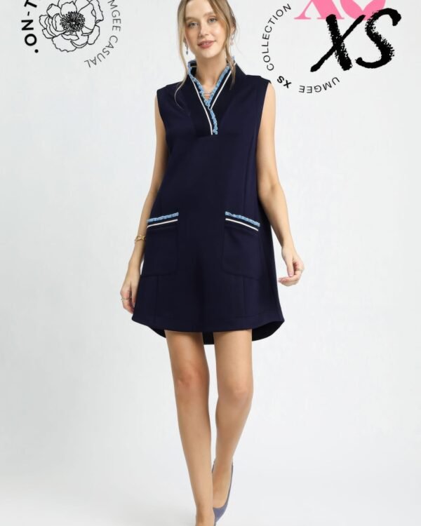 Luxeknit Sleeveless Ruffle Trim Pocket Dress