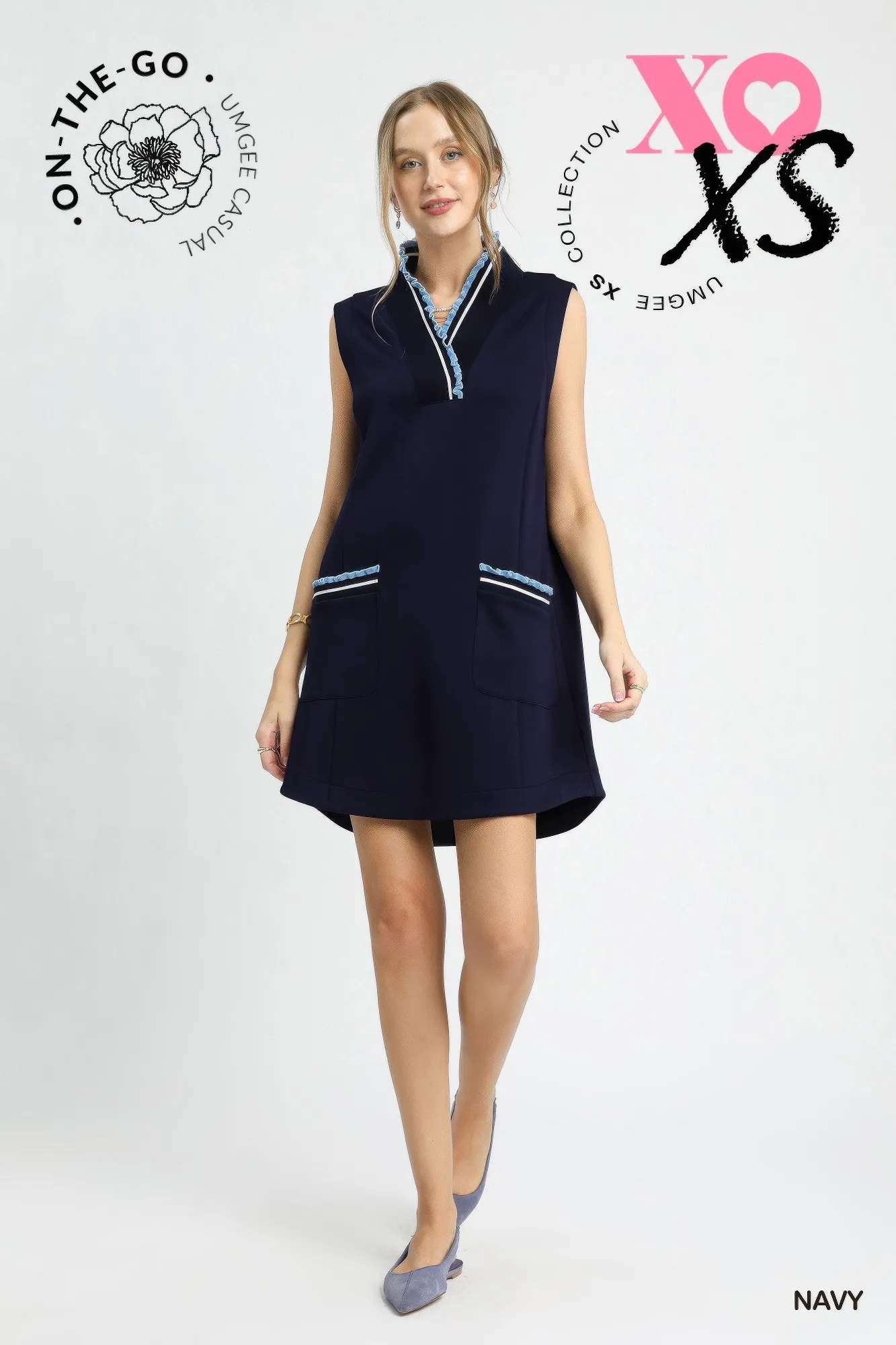 Luxeknit Sleeveless Ruffle Trim Pocket Dress