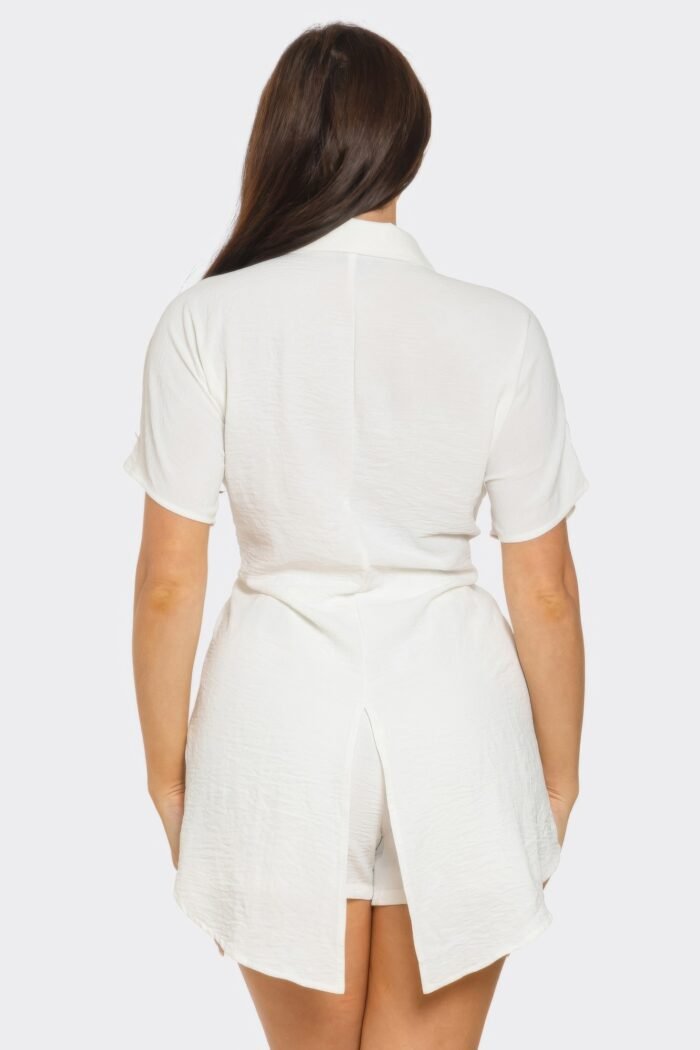 Front tie back oversized slit top and shorts set - image 10