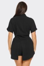 Front Tie Back Oversized Slit Top And Shorts Set - Image 5