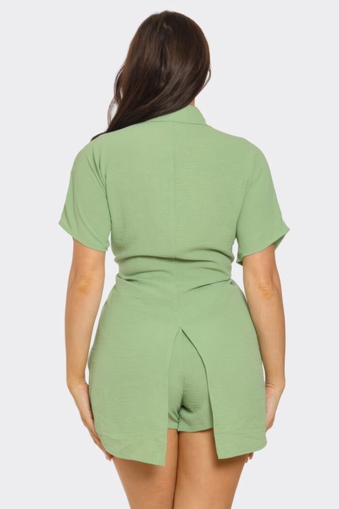 Front tie back oversized slit top and shorts set - image 20