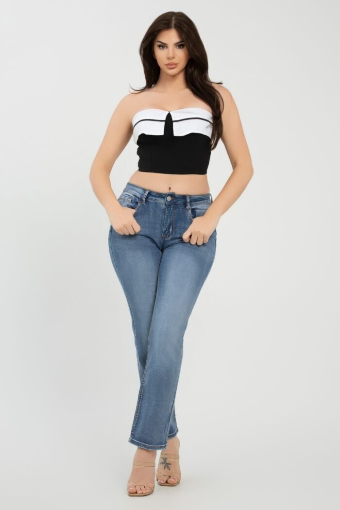 Front fold-over color contrast tube top - image 12