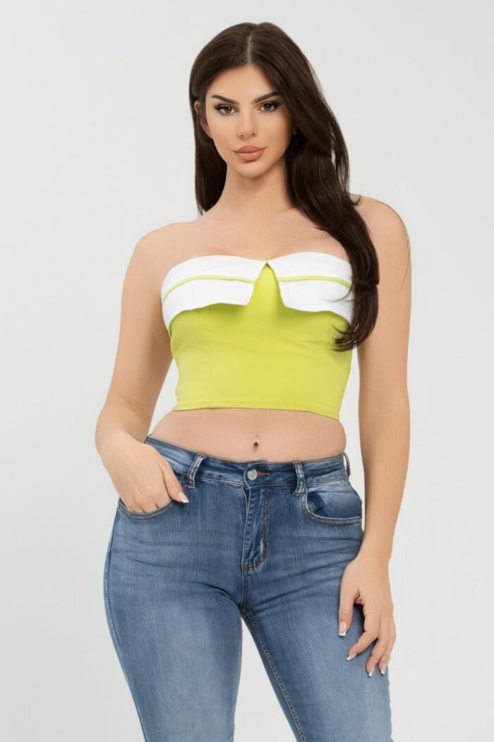 Front fold-over color contrast tube top - image 6