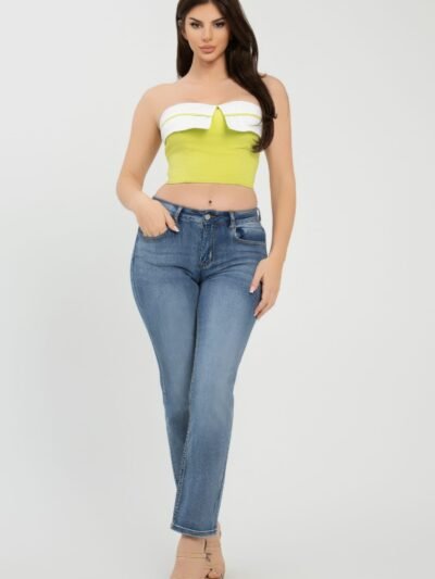 Front Fold-over Color Contrast Tube Top Front Fold-over Color Contrast Tube Top