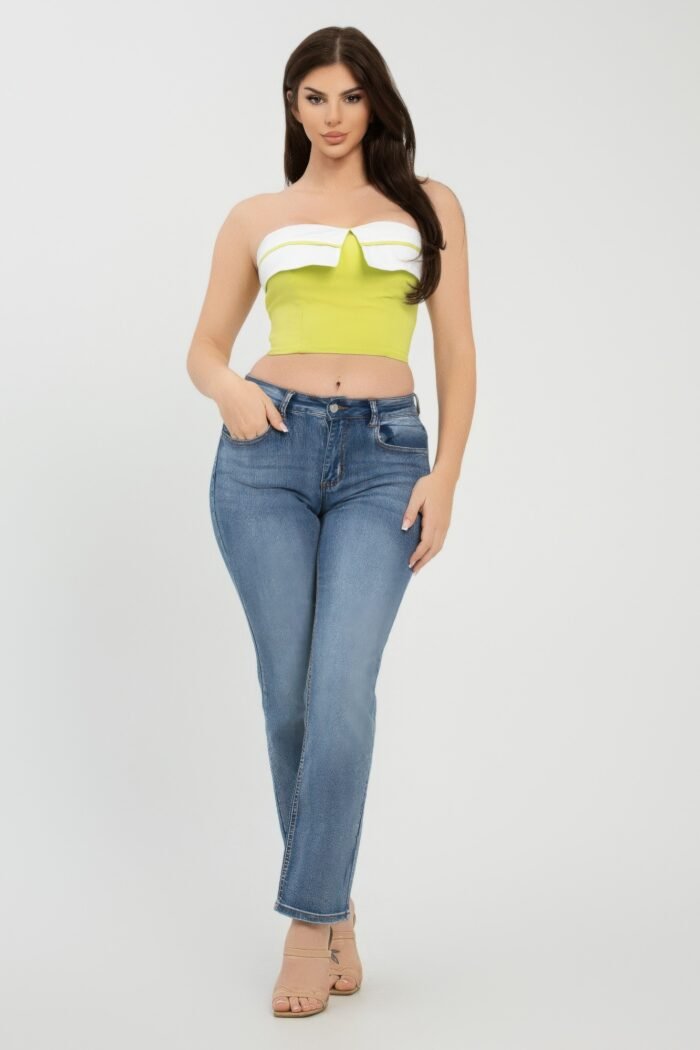Front fold-over color contrast tube top - image 7