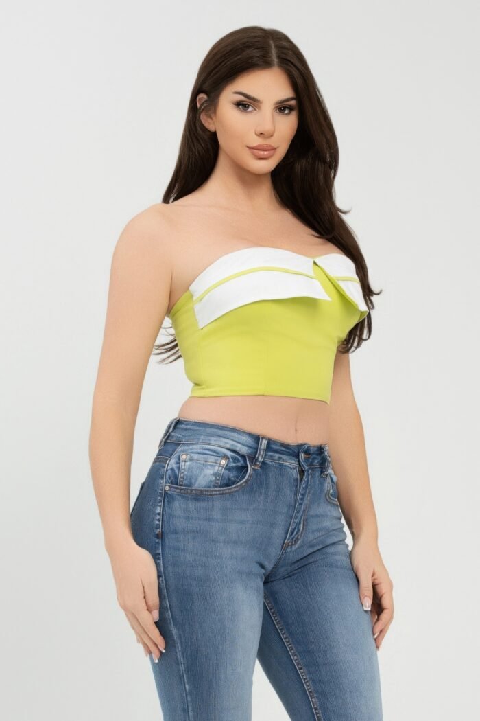 Front fold-over color contrast tube top - image 8