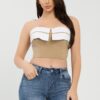 Front Fold-over Color Contrast Tube Top