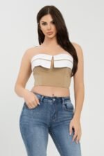 Front Fold-over Color Contrast Tube Top