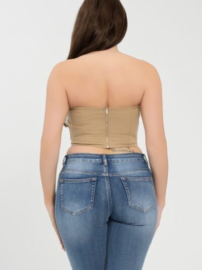 Front Fold-over Color Contrast Tube Top Front Fold-over Color Contrast Tube Top