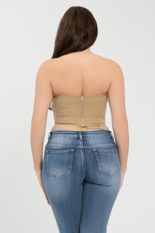 Front Fold-over Color Contrast Tube Top - Image 5