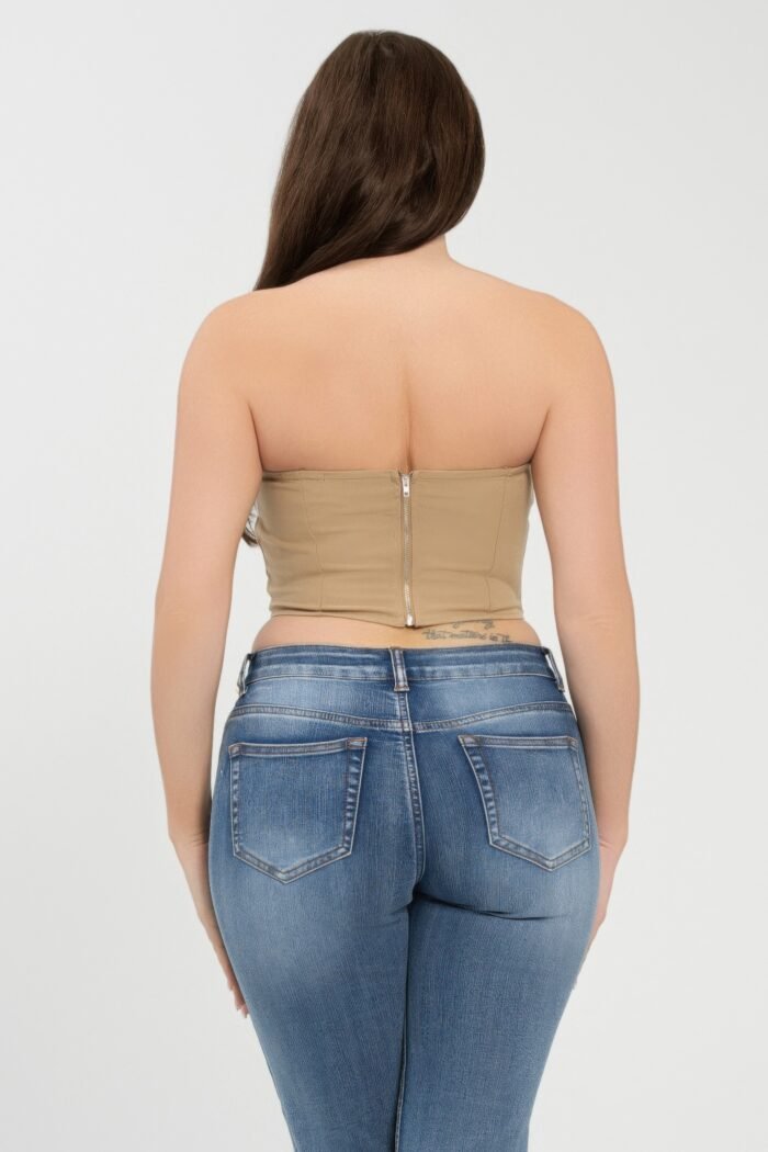 Front fold-over color contrast tube top - image 5