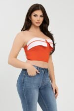 Front Fold-over Color Contrast Tube Top - Image 18
