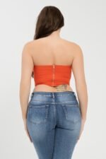 Front Fold-over Color Contrast Tube Top - Image 20