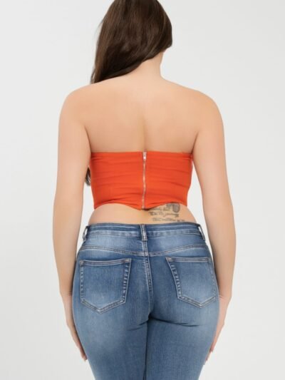 Front Fold-over Color Contrast Tube Top Front Fold-over Color Contrast Tube Top