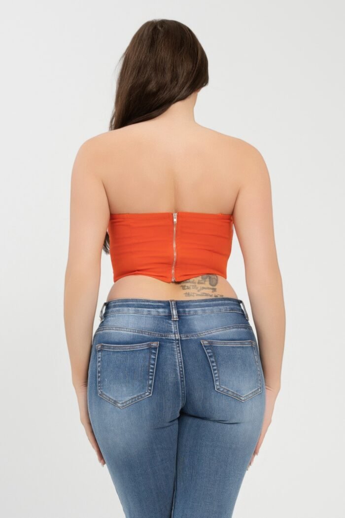 Front fold-over color contrast tube top - image 20