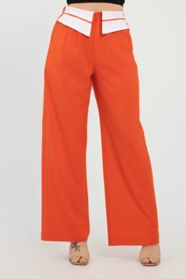 Front Button Fold-over Inside Zipper Pants Front Button Fold-over Inside Zipper Pants
