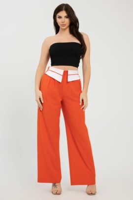 Front Button Fold-over Inside Zipper Pants Front Button Fold-over Inside Zipper Pants