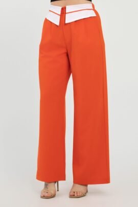 Front Button Fold-over Inside Zipper Pants Front Button Fold-over Inside Zipper Pants