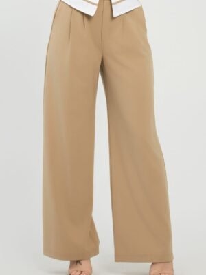 Front Button Fold-over Inside Zipper Pants