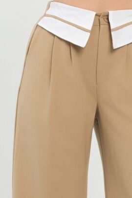 Front Button Fold-over Inside Zipper Pants Front Button Fold-over Inside Zipper Pants