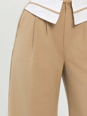 Front Button Fold-over Inside Zipper Pants