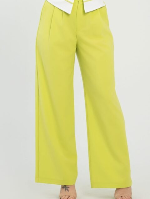 Front Button Fold-over Inside Zipper Pants