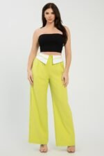 Front Button Fold-over Inside Zipper Pants - Image 2