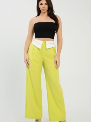 Front Button Fold-over Inside Zipper Pants