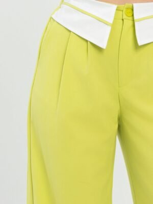 Front Button Fold-over Inside Zipper Pants
