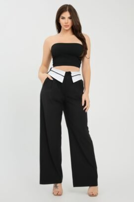 Front Button Fold-over Inside Zipper Pants Front Button Fold-over Inside Zipper Pants