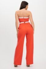 Stripe Tapping Contrast Elastic Band Toppants Set - Image 5