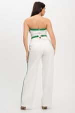Stripe Tapping Contrast Elastic Band Toppants Set - Image 15