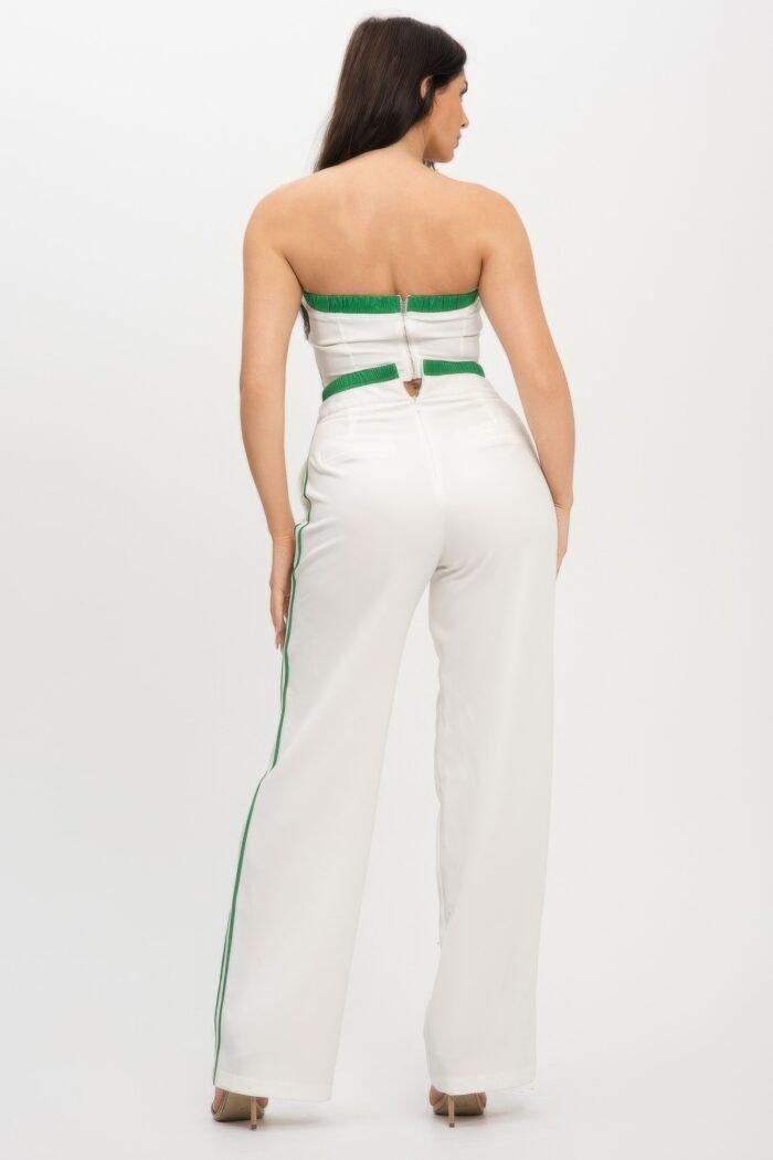 Stripe tapping contrast elastic band toppants set - image 15